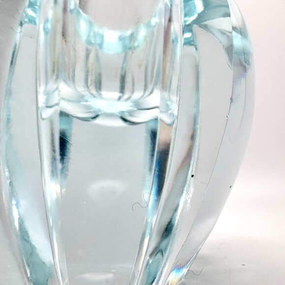 Orrefors Heavy Fluted Crystal Tapered Candle Holders Vtg Sweden Signed - Picture 4 of 6